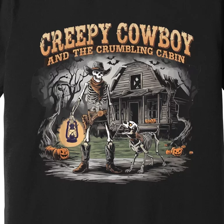 Halloween Creepy Cowboy Skeleton Western Cowboy Howdy Ghouls Premium T-Shirt