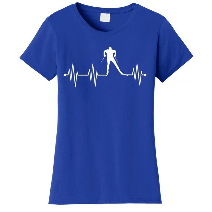 Heartbeat Cross Country Skiing And Funny Gift Women's T-Shirt