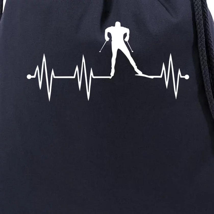 Heartbeat Cross Country Skiing And Funny Gift Drawstring Bag