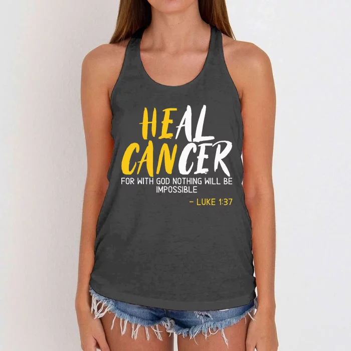 Heal Cancer Childhood Cancer Awareness Month Supporter Women's Knotted Racerback Tank