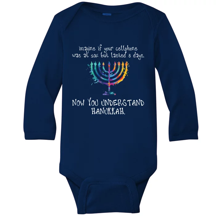 Hanukkah Chanukah Cute Gift Cellphone Meme Cute Gift Funny Jewish Funny Gift Gre Baby Long Sleeve Bodysuit