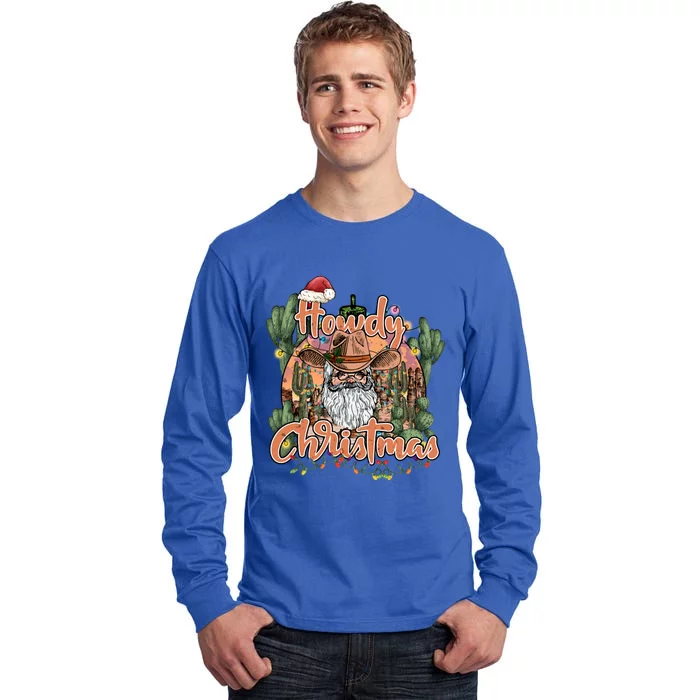 Howdy Christmas Cow Christmas Western Santa Tees Gift Tall Long Sleeve T-Shirt