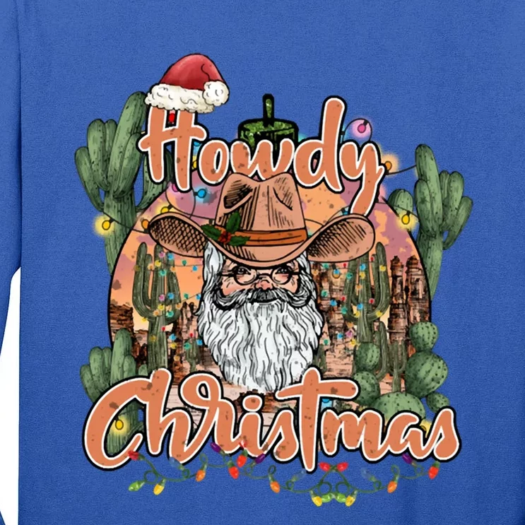 Howdy Christmas Cow Christmas Western Santa Tees Gift Tall Long Sleeve T-Shirt