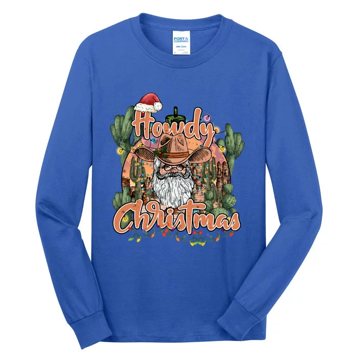 Howdy Christmas Cow Christmas Western Santa Tees Gift Tall Long Sleeve T-Shirt