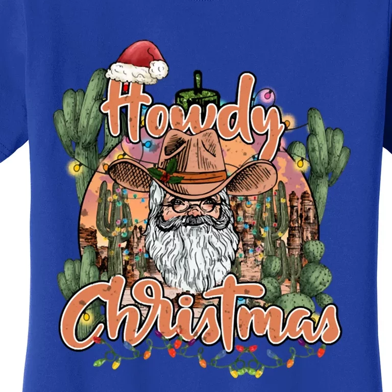 Howdy Christmas Cow Christmas Western Santa Tees Gift Women's T-Shirt