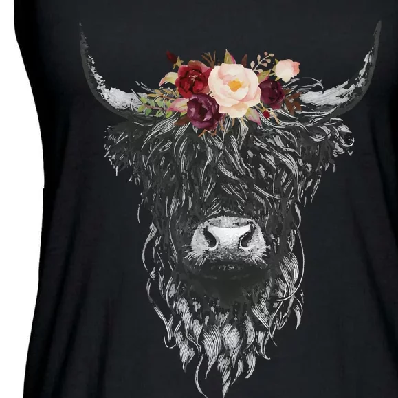 Highland Cow Country Western Ladies Essential Flowy Tank