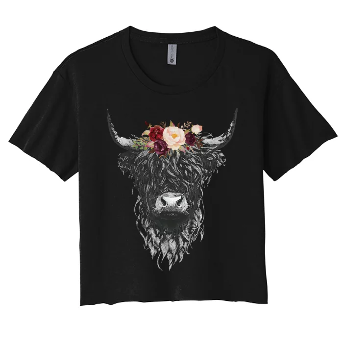 Highland Cow Country Western Women's Crop Top Tee