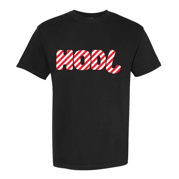 Hodl Crypto Currency Candy Cane Christmas Logo Garment-Dyed Heavyweight T-Shirt