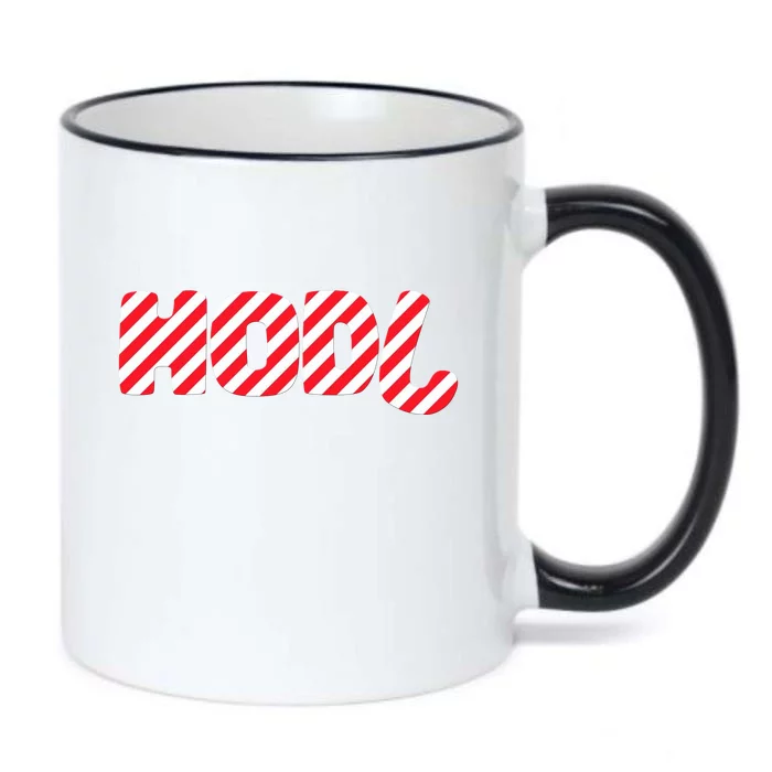 Hodl Crypto Currency Candy Cane Christmas Logo Black Color Changing Mug