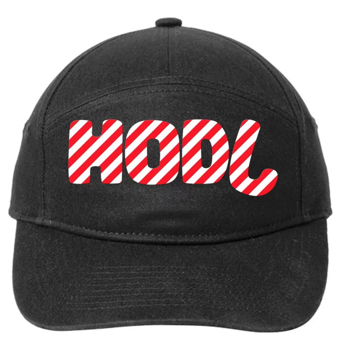 Hodl Crypto Currency Candy Cane Christmas Logo 7-Panel Snapback Hat