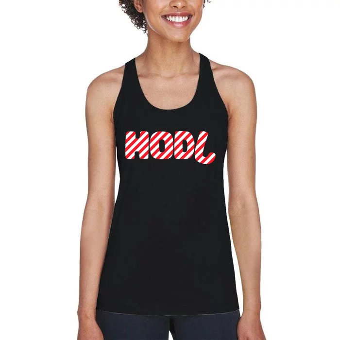 Hodl Crypto Currency Candy Cane Christmas Logo Women's Racerback Tank