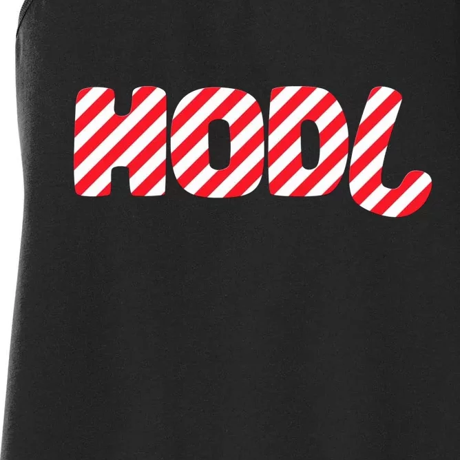 Hodl Crypto Currency Candy Cane Christmas Logo Women's Racerback Tank