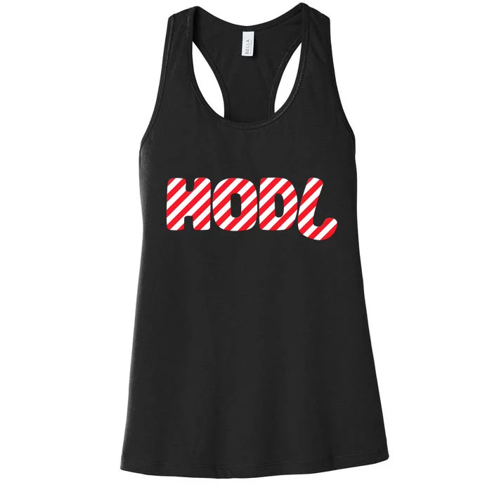 Hodl Crypto Currency Candy Cane Christmas Logo Women's Racerback Tank