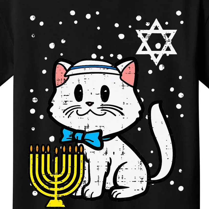 Hanukkah Cat Cute Chanukah Jewish Kids T-Shirt