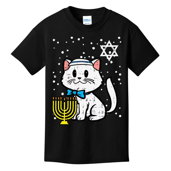 Hanukkah Cat Cute Chanukah Jewish Kids T-Shirt