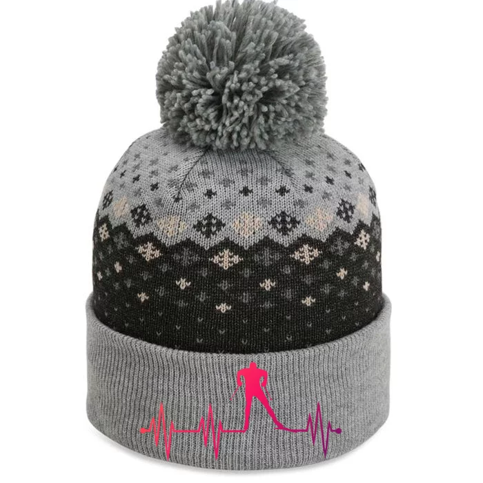 Heartbeat Cross Country Skiing And Gift The Baniff Cuffed Pom Beanie