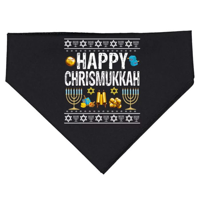 Happy Chrismukkah Challah Christian Holiday Jewish Gift USA-Made Doggie Bandana