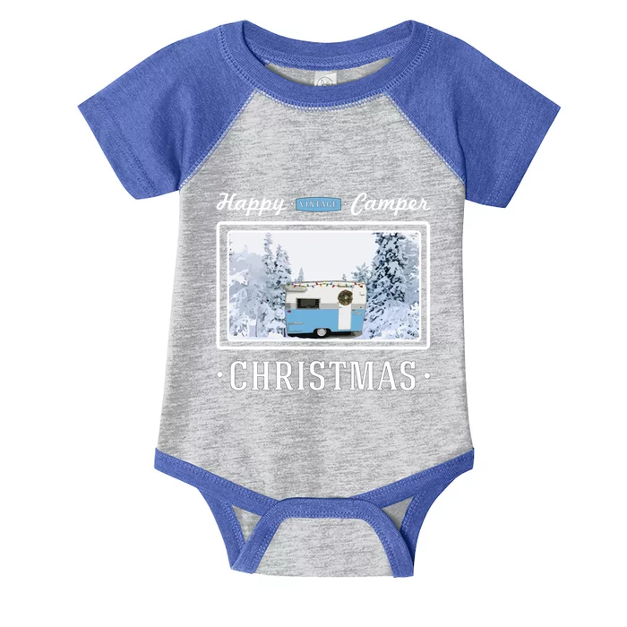 Happy Camper Christmas Vintage Shasta Trailer Gift Infant Baby Jersey Bodysuit