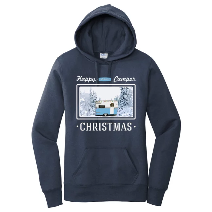 Happy Camper Christmas Vintage Shasta Trailer Gift Women's Pullover Hoodie