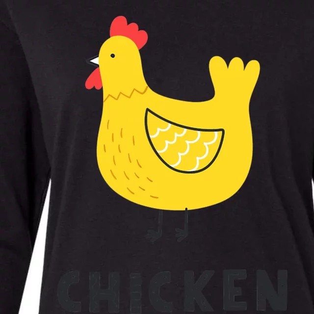 Handpainted Chicken, Chicken Design Cockerel Hen Style Womens Cotton Relaxed Long Sleeve T-Shirt