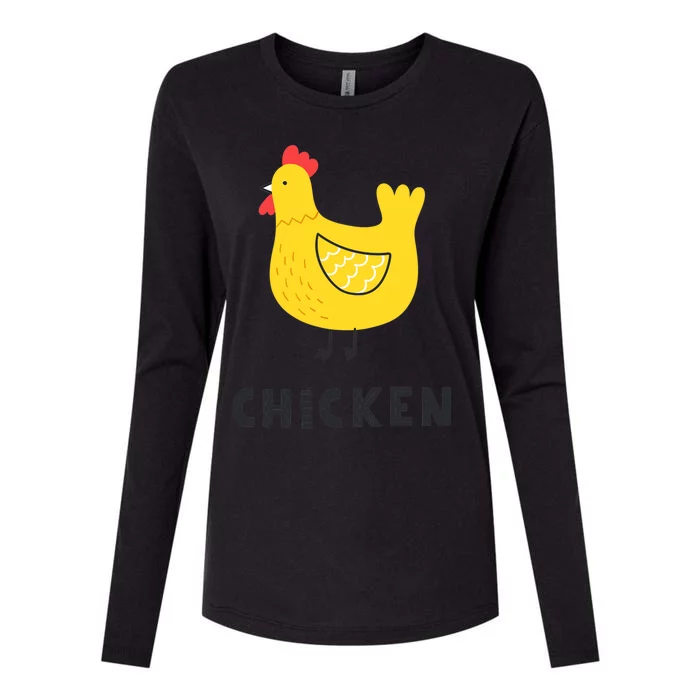 Handpainted Chicken, Chicken Design Cockerel Hen Style Womens Cotton Relaxed Long Sleeve T-Shirt