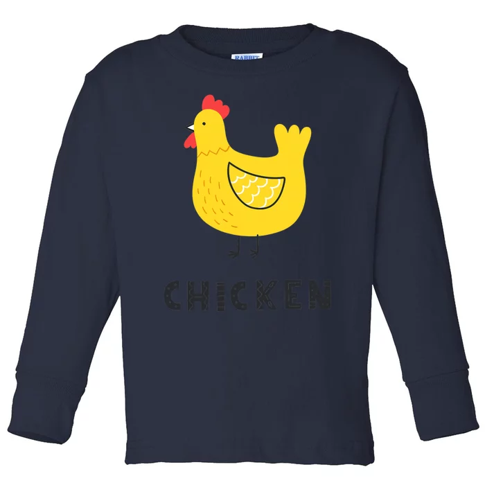 Handpainted Chicken, Chicken Design Cockerel Hen Style Toddler Long Sleeve Shirt