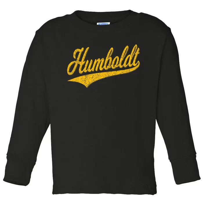 Humboldt County Ca Varsity Script Classic Sports Jersey Toddler Long Sleeve Shirt