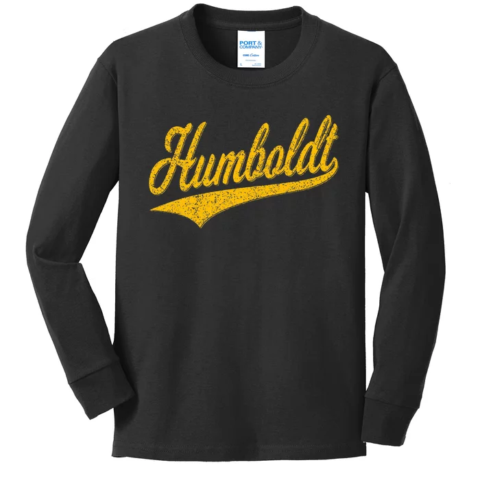 Humboldt County Ca Varsity Script Classic Sports Jersey Kids Long Sleeve Shirt