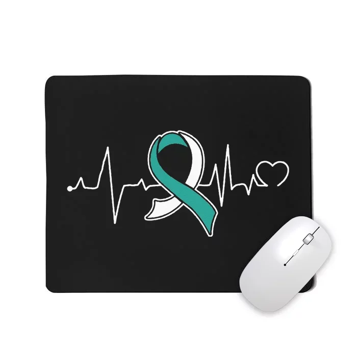 Heartbeat Cervical Cancer Awareness Support Ribbon Mousepad