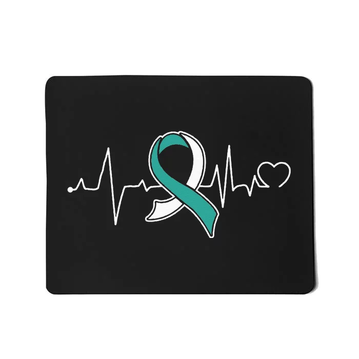 Heartbeat Cervical Cancer Awareness Support Ribbon Mousepad