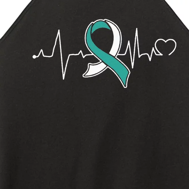 Heartbeat Cervical Cancer Awareness Support Ribbon Women’s Perfect Tri Rocker Tank