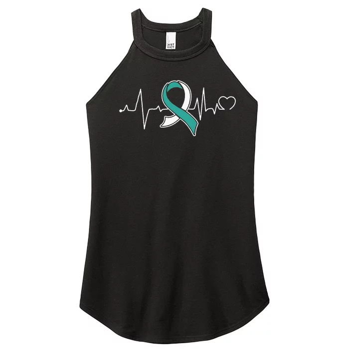 Heartbeat Cervical Cancer Awareness Support Ribbon Women’s Perfect Tri Rocker Tank