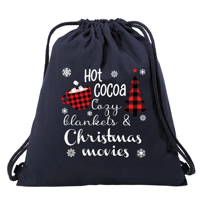 Hot Cocoa Cozy Blankets Christmas Movies Drawstring Bag