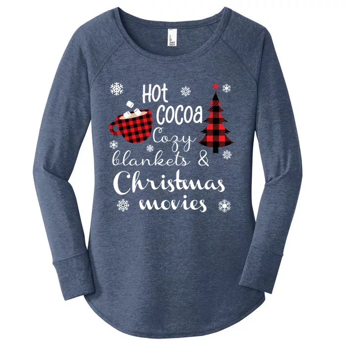 Hot Cocoa Cozy Blankets Christmas Movies Women's Perfect Tri Tunic Long Sleeve Shirt