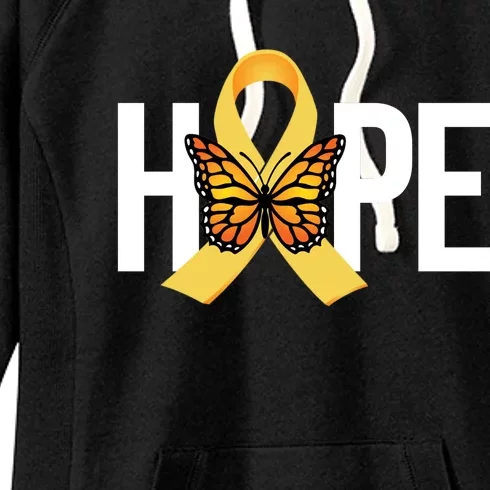 Hope Childhood Cancer Awareness Butterfly Ribbon Women's Fleece Hoodie