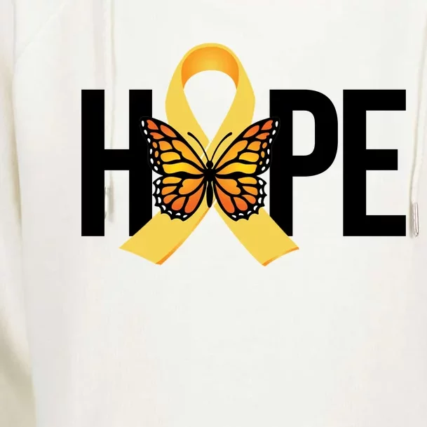 Hope Childhood Cancer Awareness Butterfly Ribbon Womens Funnel Neck Pullover Hood