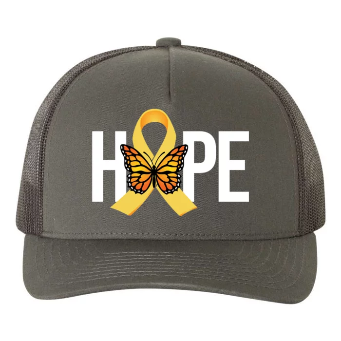 Hope Childhood Cancer Awareness Butterfly Ribbon Yupoong Adult 5-Panel Trucker Hat