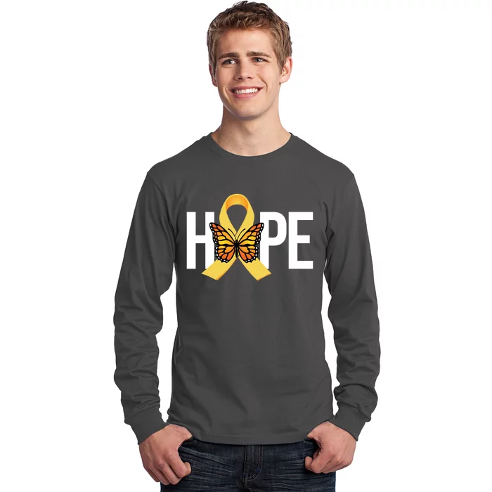 Hope Childhood Cancer Awareness Butterfly Ribbon Long Sleeve Shirt