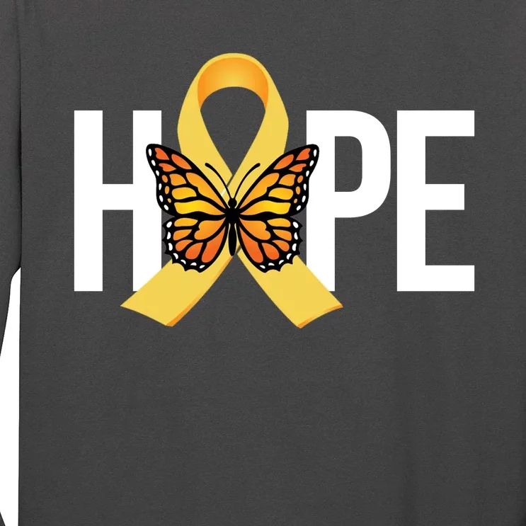 Hope Childhood Cancer Awareness Butterfly Ribbon Long Sleeve Shirt