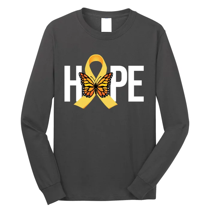 Hope Childhood Cancer Awareness Butterfly Ribbon Long Sleeve Shirt