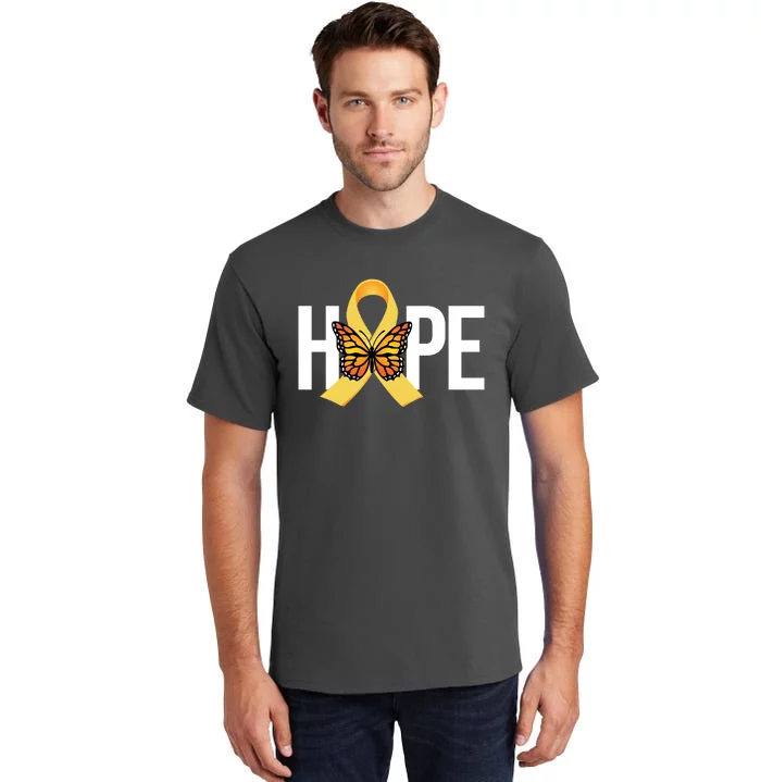 Hope Childhood Cancer Awareness Butterfly Ribbon Tall T-Shirt