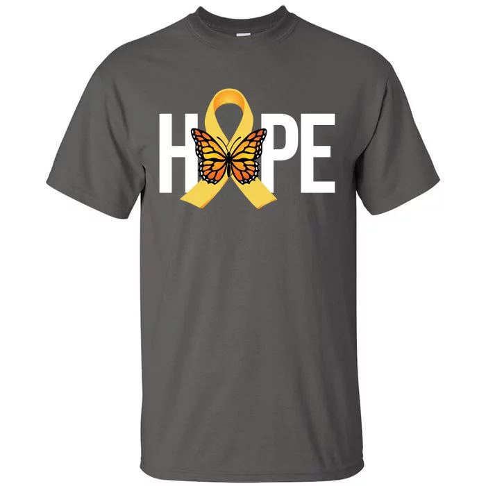 Hope Childhood Cancer Awareness Butterfly Ribbon Tall T-Shirt