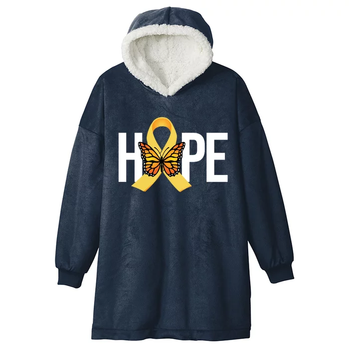 Hope Childhood Cancer Awareness Butterfly Ribbon Hooded Wearable Blanket