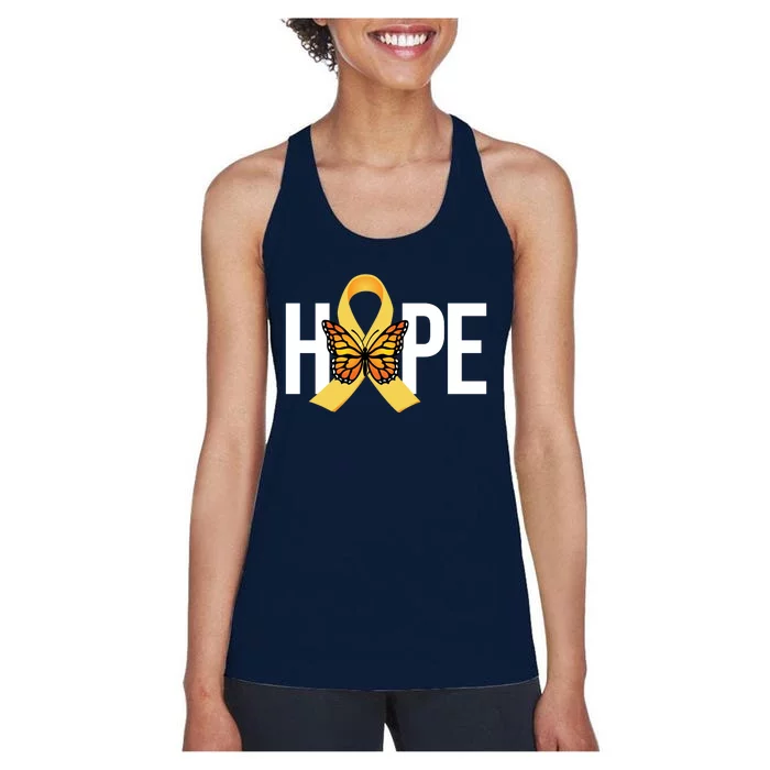 Hope Childhood Cancer Awareness Butterfly Ribbon Women's Racerback Tank