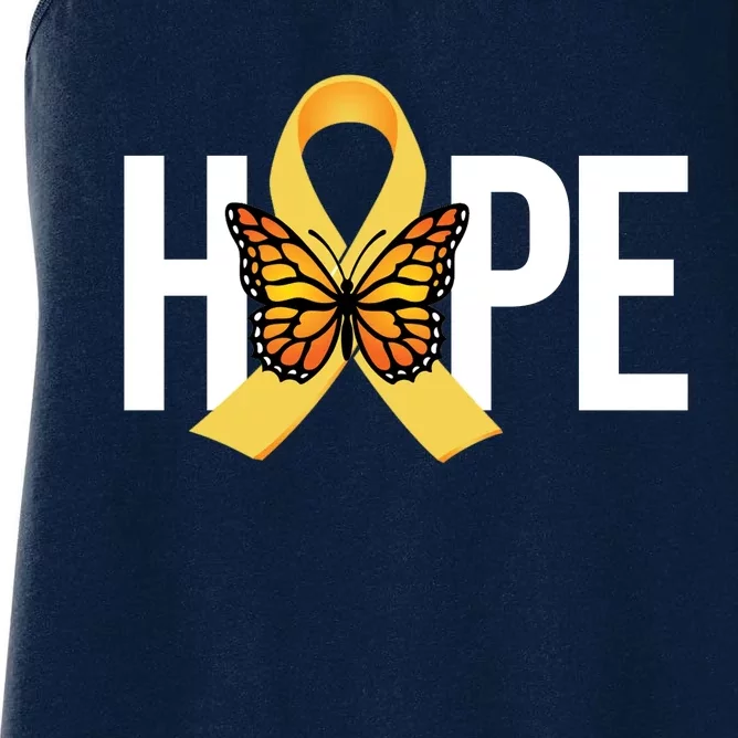 Hope Childhood Cancer Awareness Butterfly Ribbon Women's Racerback Tank