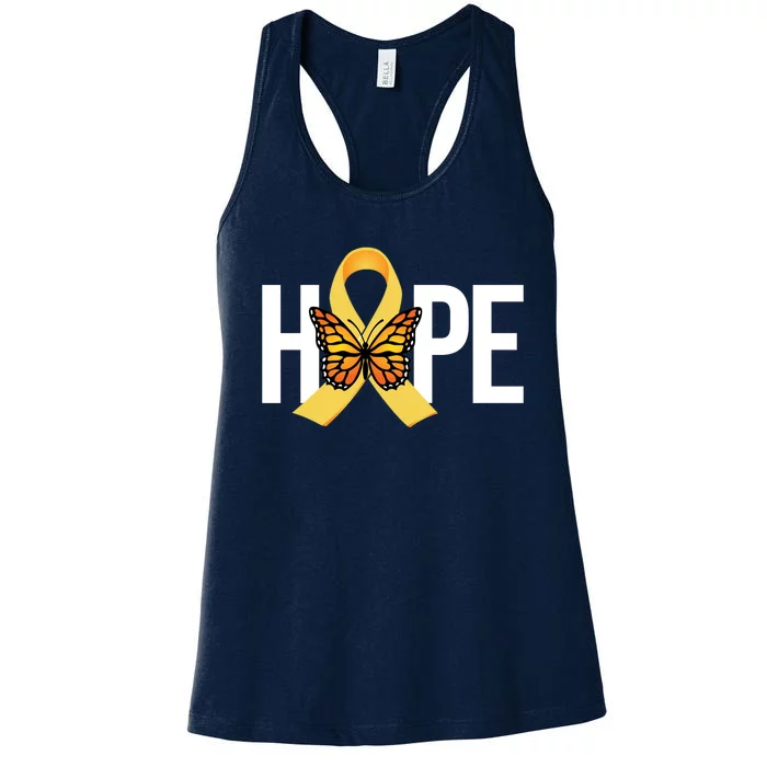 Hope Childhood Cancer Awareness Butterfly Ribbon Women's Racerback Tank