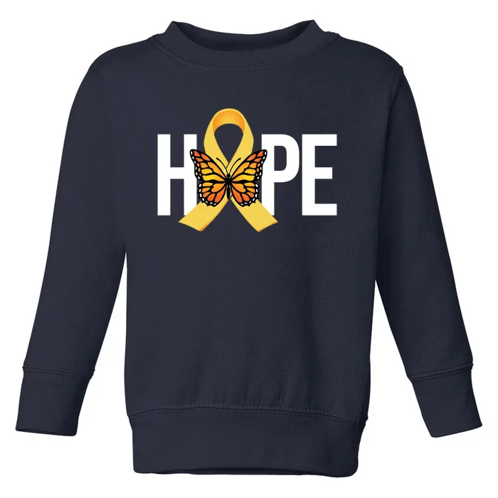 Hope Childhood Cancer Awareness Butterfly Ribbon Toddler Sweatshirt