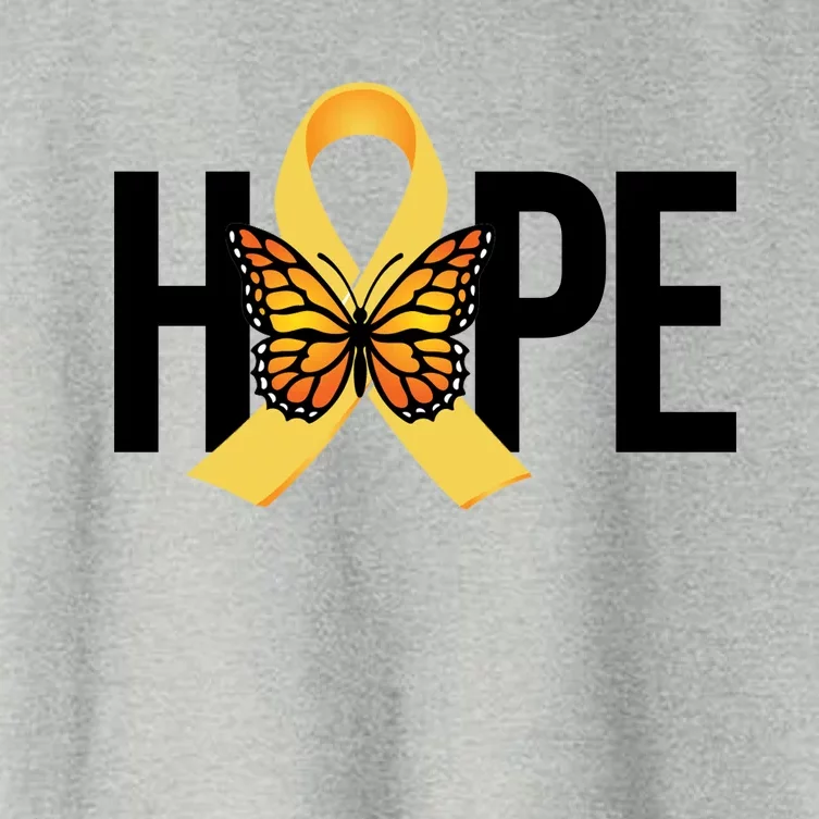 Hope Childhood Cancer Awareness Butterfly Ribbon Women's Crop Top Tee