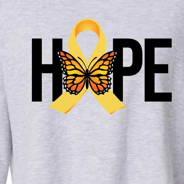 Hope Childhood Cancer Awareness Butterfly Ribbon Cropped Pullover Crew