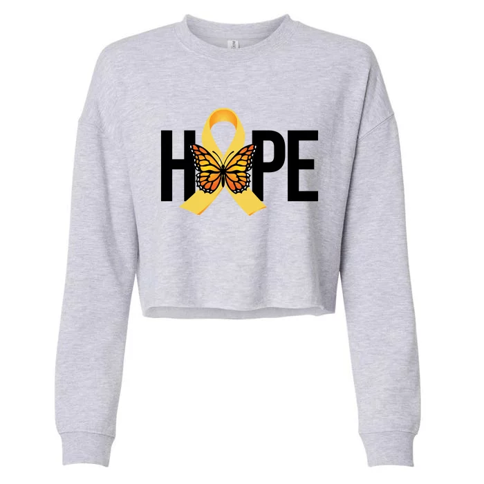 Hope Childhood Cancer Awareness Butterfly Ribbon Cropped Pullover Crew